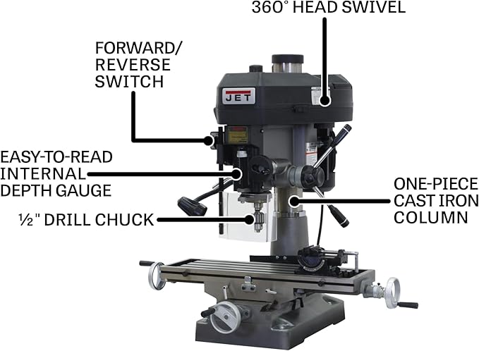 JET 18-Inch Mill Drill Machine, 2 HP, 115/230V 1Ph (Model JMD-18)