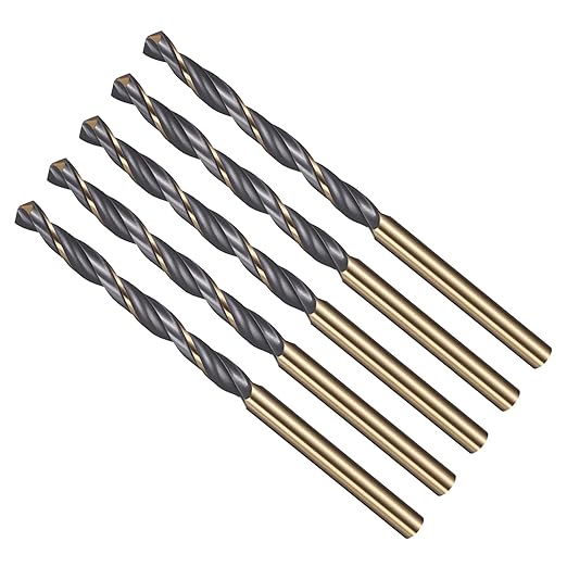 Drill Bit, 4.5mm Cutting Diameter, 4341 HSS Gold and Black 118° Cutting Angle Number Jobber Bits - (Applications: for Drilling Soft Metal Plastic Wood), 5-Pieces