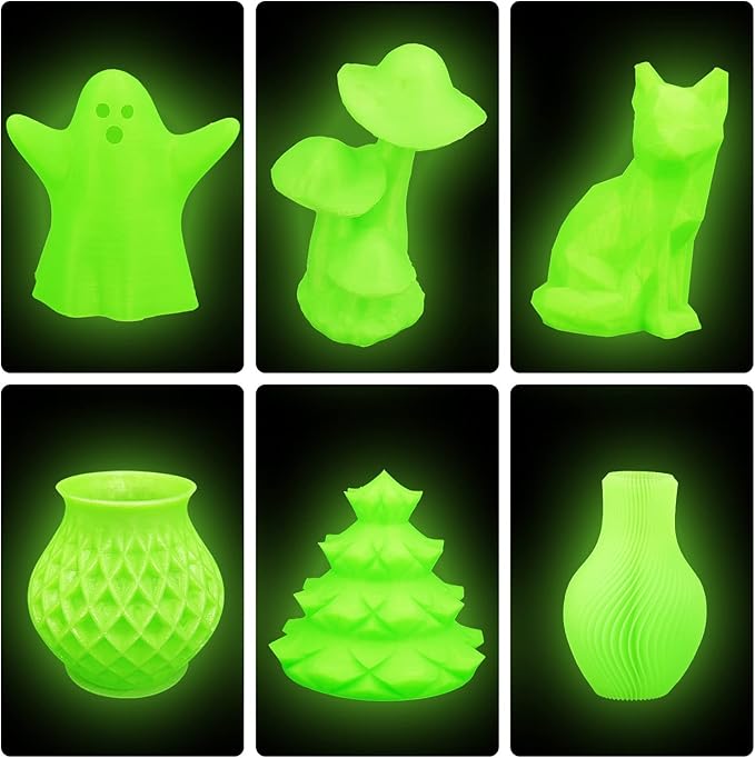 PLA+ 3D Printer Filament Luminous Green, 1.75mm No Tangle, Net Weight 2.2lbs Spool (1kg, PLA Pro Plus, Green with Glow in The Dark Effect