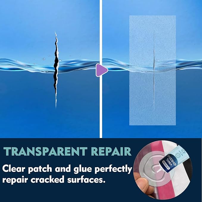 Air Mattress Patch Kit, Heavy Duty Inflatable Repair Kit for Air Mattress, Bounce House, Inflatable Toys, PVC Boat, Tent, Swimming Ring, UV- Resistant Waterproof TPU Pool Repair Glue, Heavy Duty