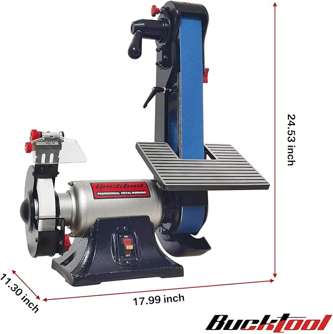Bucktool Combo 2" x 42" Belt Sander 6" Bench Grinder, Knife Sharpener with Large Work Table BG2600 Upgraded Model