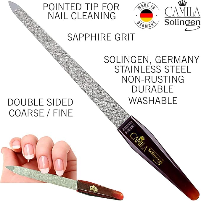 CS19 Sapphire Metal Nail File for Natural Nails Fingernail and Toenail Care, 8" Double Sided Coarse and Fine for Manicure and Pedicure