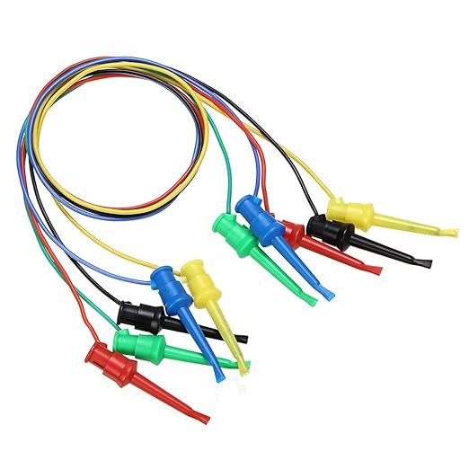 Sumnacon 5 Pcs Multimeter Electrical Test Dual Lead Test Hook Clips - 5 Colors Silicone to Flexible Test Cables for Electronic, Component, Testing Connecting
