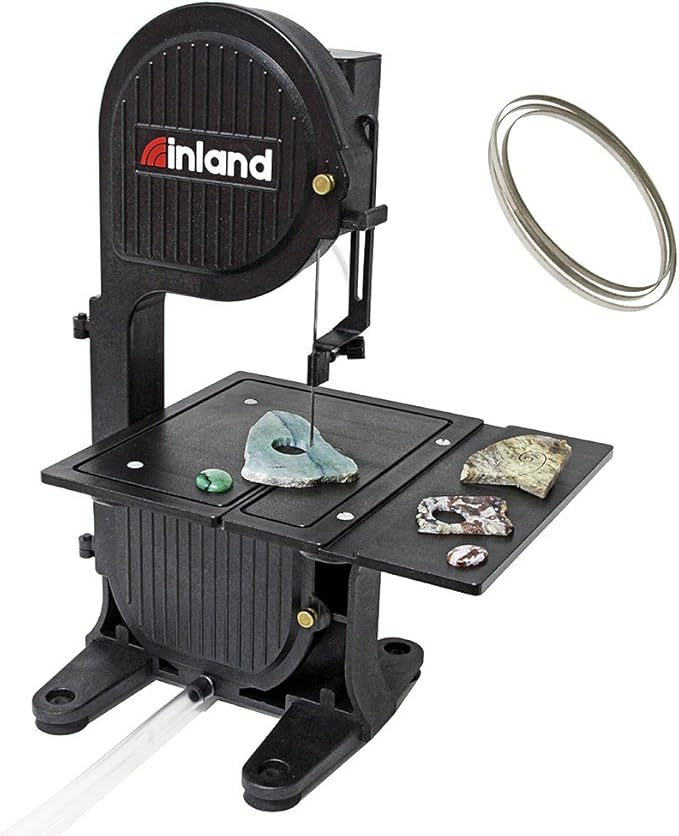 Inland Craft DB-100 Band Saw Machine, Tabletop Wet Saw for Glass, Stone, Plastic, Coral, Mosaics Crafting, Stained Glass Cutter, Cut Free-Form Cabochons, Shapes & Curves, Includes Diamond Blade