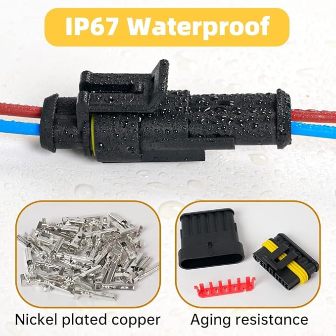1099PCS 64 Kits Waterproof Automotive Electrical Connectors Plug Kit, 1/2/3/4/5/6 Pin Wire Connector with Ratchet Crimping Tool, Wire Stripper, Terminal Removal Tool, Heat Shrink Tubes