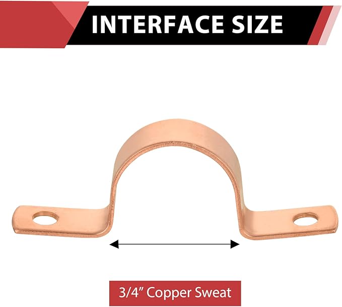 30-Pack EFIELD 3/4-Inch Copper Pipe Strap, Two-Hole Clamp Mount, Copper Made, Pro Pack, (COPPER024)