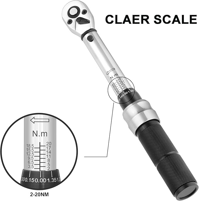 COTOUXKER Bike Torque Wrench Set - 2 to 20 Nm – 1/4 Inch Driver Pro MTB Bicycle Maintenance Torque Wrench Kit Tool for Road Mountain Bikes Motorcycle Multitool