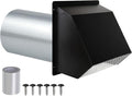 3 Inch Dryer Vent Cover Wall Vent Hood with Screen and Damper,Outdoor Dryer Vent Covers Outside Exhaust Vent Cover for Duct Air Ventilation,Wall Mount Extractor Vent Cap,Galvanized Steel,Black