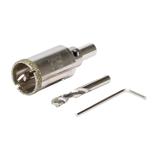 1inch | 25mm Diamond Hole Saw with Center Drill bit and Diamond-Coated Center Drill bit for Ceramic Glass Marble Fiberglass Granite and Porcelain Tiles by CENYB