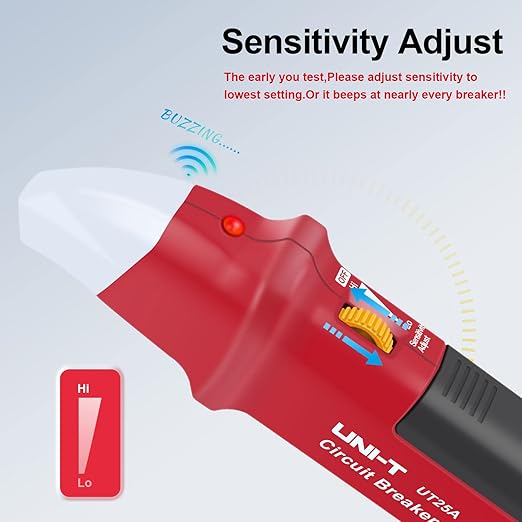 UNI-T AC Circuit Breaker Finder and Tracer Tool Kit with Electrical Integrated GFCI Outlet Tester, AC 90-120V USA Plug + Adjustable Sensitivity Beeper Indicattion+ Flashing LED Light - UT25A