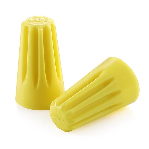XHF UL Listed 500Pcs Yellow 22-10AWG Wire Connector Nuts, Wire Caps for Quick Connection Max.2#12 w/2#14 w/2#16 Min.2#18