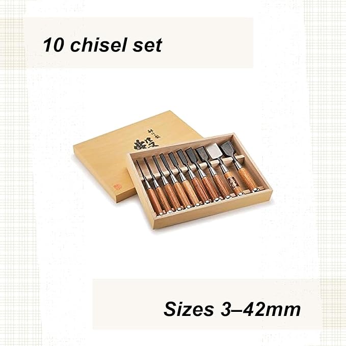 Fujikawa Okyo Japanese Chisel Set, 10-Piece
