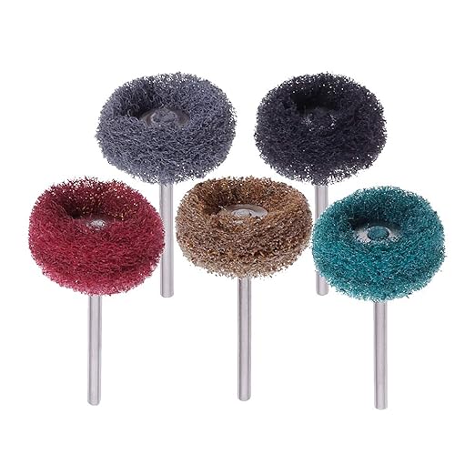 Rocaris 100 Pack Abrasive Wheels, 1" (25mm) Abrasive Buffing Polishing Wheels Burr for Rotary Tools-1/8(3mm) Shank