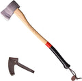 Yankee Axe - German Forester's Axe with Leather Sheath, 3.5 lb Head, Anti-Slip 31.5" Hickory Handle with Red Stripe
