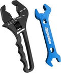 3AN-20AN AN Fitting Wrench AN Fitting Tool for AN Hose Fitting Assembly Adjustable Lightweight Aluminum Black With 6AN-AN8 Double-ended AN Wrench Blue