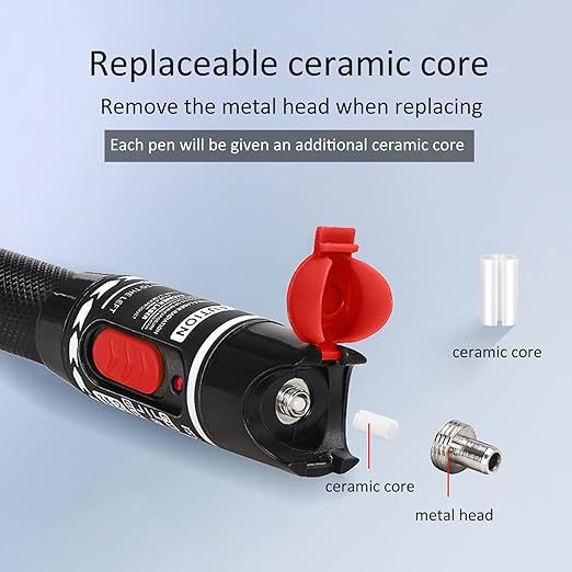 Visual Fault Locator 50KM 50mW Fiber Optic Cable Tester Meter VFL Red Light Pen Light Source Testers (50 KM)