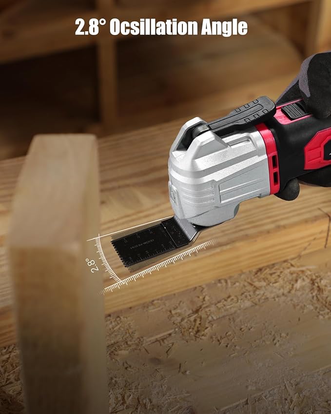 AVID POWER Cordless Oscillating Tool 20V Battery Powered Oscillating Multitool with 2.8° Oscillation Angle, Variable Speed Oscillating Saw w/ 31Pcs Accessories for Scraping/Cutting & Sanding - Red