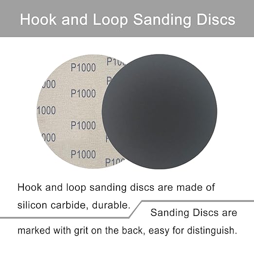 6 Inch 50 Pcs Wet Dry Sanding Discs Hook and Loop, 320 400 600 800 1000 Assorted Grit Waterproof Sandpaper Silicon Carbide for Random Orbital Sander, Automotive Wood Metal Polishing & Sanding