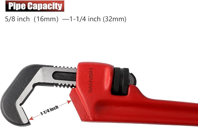 14-1/2-inch Heavy Duty Hex Pipe Wrench, Model E-114 Straight Plumbing Wrench