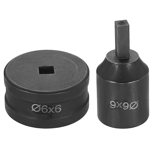HARFINGTON Hydraulic Hole Punch Die 6x6mm Square Hole 40Cr Steel Electric Punching Kit for CH70 Electric Punching Machine, Black