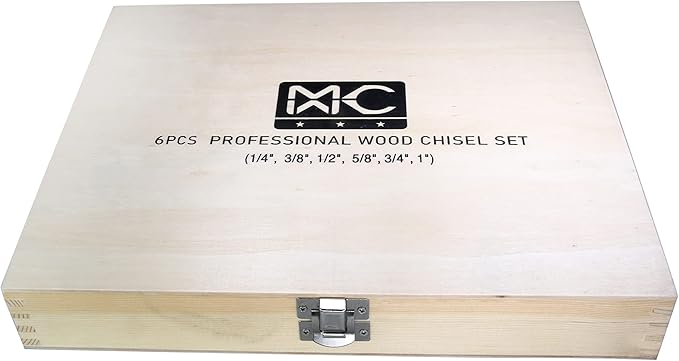 6 Piece Wood Chisel Set Woodworking Chisel Kit with Chrome-Vanadium Steel and hornbeam Handles, Premium Wooden Case for Carpenter Craftsman Gift for Men