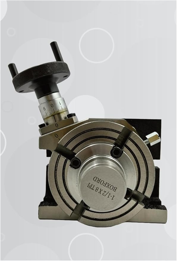 MachEl 4" (100 mm) Tilting Rotary Table for Milling Machines - Black Wrinkle Finish, 4-Slot Design, High Precision (36X1) Warm Ratio for Enhanced Milling Performance
