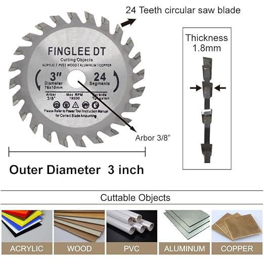 Wood Saw Blade TCT Circular Cutting Blade for Woodworking (3pc 3 inch)