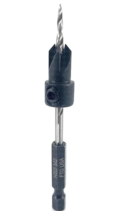 FTG USA #6 (9/64") Countersink Drill Bit for Wood with Tapered Drill Bit