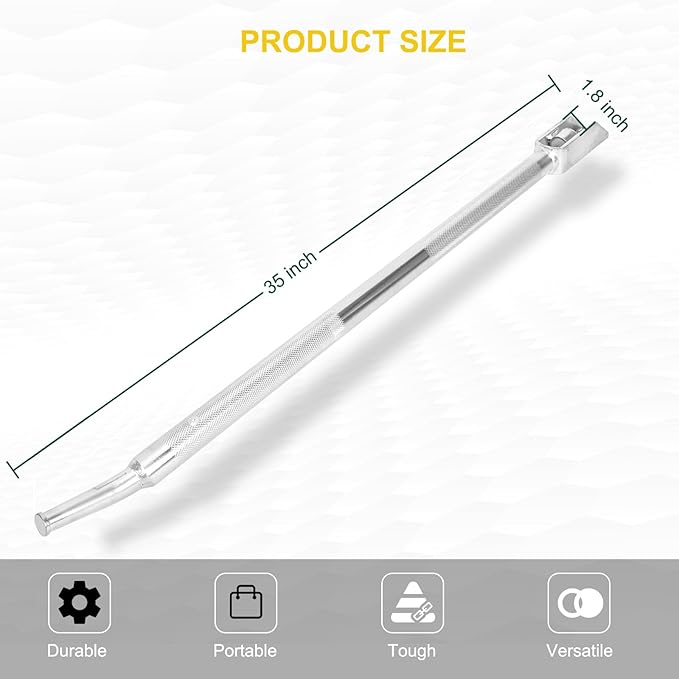 35" Chrome Combination Winch Bar with Square Head,Carbon-Steel Construction and Non-Slip Handle for Winches on Flatbeds and Trucks