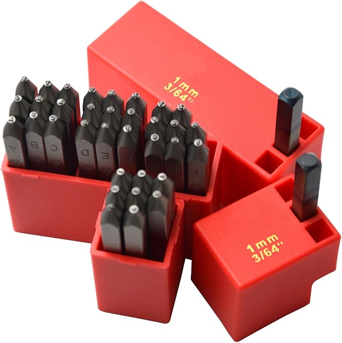 36pcs Heavy Duty Steel Stamp Uppercase Letter and Number 3/64 1mm Hand Stamping Character Mark Code Alphabet Punch Kit for Metal Jewelry Crypto Plate Leather