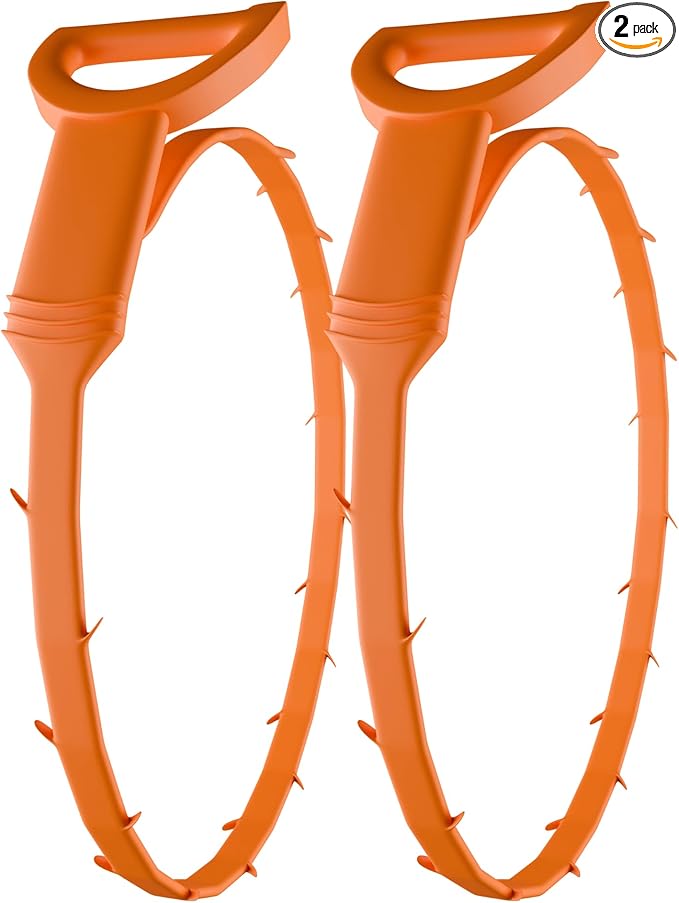 Drain Snake - Multi-Tooth Drain Clog Remover for Bathroom & Kitchen - Flexible Barbed Drain Cleaner Tool for Hair & Debris - Easy to Use Plumbing Snake Drain Auger, Bathtubs (Pack of 2)