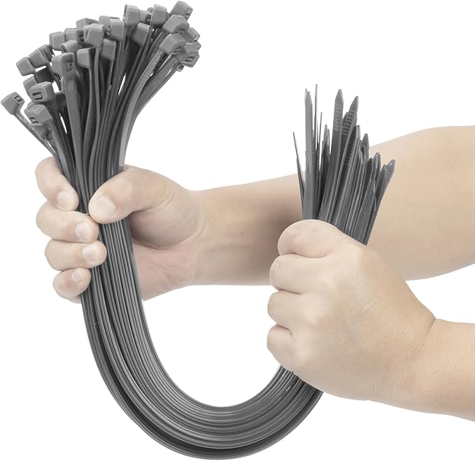 XINGO Silver Grey 20 Inch Zip Ties Heavy Duty 100 Pack, 200 LBS Ultra Strong Plastic Wire Ties, Large Cable Ties Extra Long Tie Wraps, Indoor and Outdoor UV Resistant