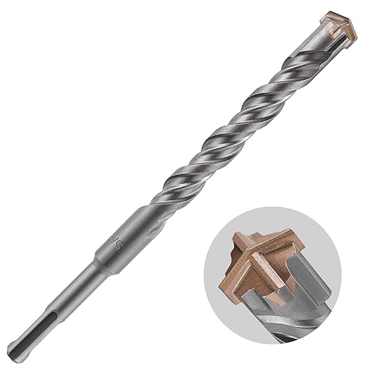 Concrete Drill Bit 3pcs 5/8" X 8"-6" Cross-Type Double Thread Carbide Material Suitable for Concrete, Brick, Cement Walls, Stone, Hammer Drill Bits for Concrete