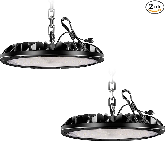 loyal 2 Packs 300W UFO LED High Bay Light, 30000LM LED High Bay Shop Light, 6000K Daylight LED Bay Light with 1.2M Cable US Plug, Commercial High Bay Lighting for Warehouse Workshop Garage Factory