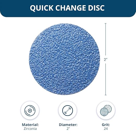 Benchmark Abrasives 2 Inch Sanding Discs Quick Change Zirconia, Male R Type Backing Drill & Die Grinder Sanding Disc for Deburring Polishing Rust Remover for Metal Paint Stripper (1000 Pack), 24 Grit