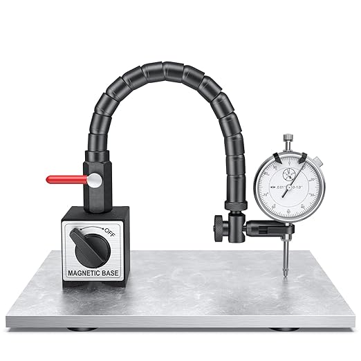 HDLNKAK Dial Indicator with Magnetic Base, Machinists Dial Indicator Tools Set for Alogbment, Precise Measurement Tool with Flex Arm Base and Indicator Combo, Accurate Readings