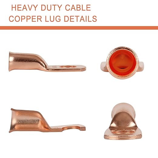 10pcs 6 AWG-5/16”(M8) Ring Terminals 6 Gauge Copper Wire Lugs Battery Cable Ends Heavy Duty Battery Cable Terminal Connectors