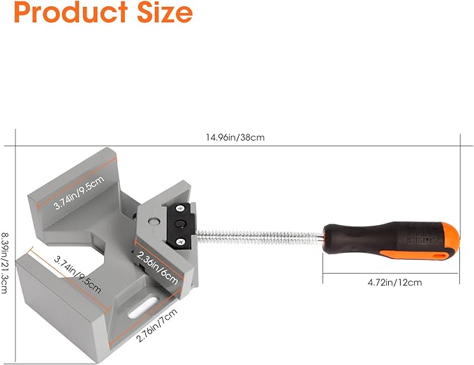 Kosmi Corner Clamps for Woodworking,Right Angle Clamps 90 Degree Single Handle,with Swing Adjustable Jaw Aluminum Alloy Frame Angle Clamp,for Woodworking Welding DIY Photo Frame Vise Holde Tools