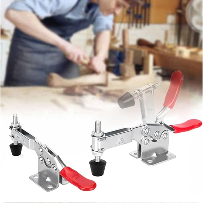 Chfine 10 Pack Toggle Clamps, Hold Down Clamp 220Lbs Holding Capacity Quick Release Horizontal Clamps with Rubber Pressure Tip for Woodworking Jigs and Fixtures, Welding, Drill Press, Crosscut Sled