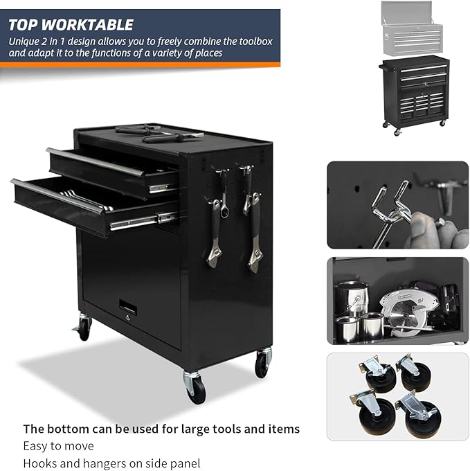 8-Drawer High Capacity Rolling Tool Chest with Wheels, Big Tool Storage Removable Tool Box Combo, Tool Storage Cabinet