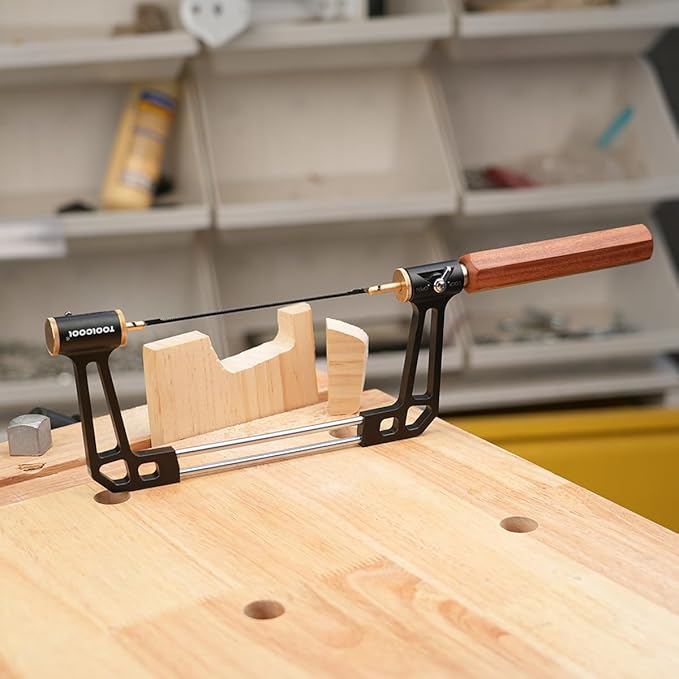 TOOLCOOL Coping Saw for Woodworking Aluminum Alloy Frame Hardwood Hex Handle Handsaw with 15T 18T 24T High Speed Steel Saw Blades