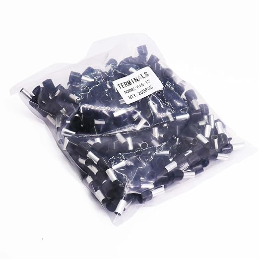 Fidioto 6AWG Wire Ferrules Terminals, 250pcs 6AWG Black ferrules connectors for Electric, Industrial, Chemical Industry, Power Control System, etc.