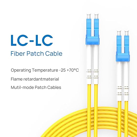 LC to LC Fiber Patch Cable,1G/10GB Single Mode Duplex LC-LC 9/125um SMF Fiber Optic Cable Cord LSZH for SFP Transceiver, Router, Fiber Networks and More (1M)