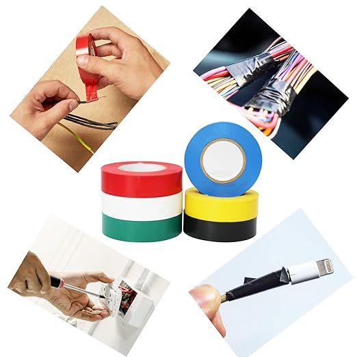 QILIMA Electrical Tape Colors 10 Pack 3/4-Inch by 60 Feet,Lead-Free Flame Retardant Electrical Tape, Adhesive for General Home Vehicle Auto Car Power Circuit Wiring Multicolor(130mic)