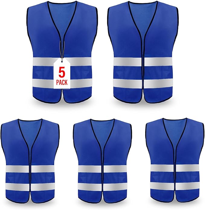Safety Vest, Reflective High Visibility Construction Vest for Men, Work, Cycling, Runner, Surveyor, Volunteer, Road
