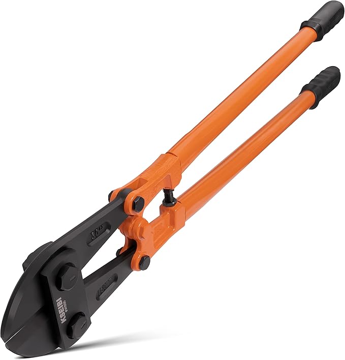 KSEIBI 141580 Heavy-Duty Medium Size Bolt Cutter 18" for Cutting Fence, Steel Wire, Chain, Screws, Rivet, and Medium Padlock, with Soft Grip Rubber Ergonomic Handle Cutters