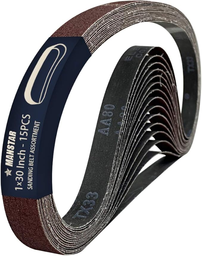 15 Pcs 1 x 30 Inch Assorted Aluminum Oxide Sanding Belt,80/120/150/240/400 Grit