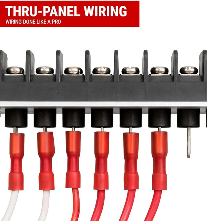 MGI SpeedWare Single Row Screw Terminal Junction Block 300V/20A, Through-Panel Barrier Strip 2-Pack (10 Screw)