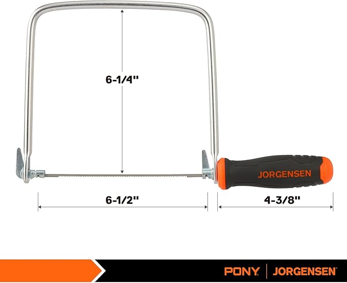 JORGENSEN Pro Coping Saw, Coping Frame and Extra 2pcs 6-1/2 Inch Replacement Blades Set for Woodworking, Plastic, Rubber, and Soft Metal Cutting