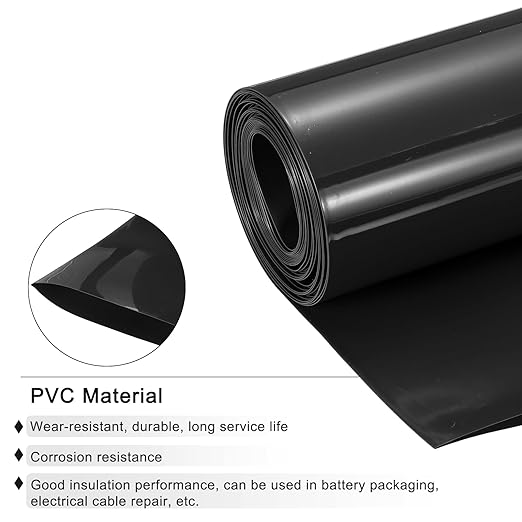 MECCANIXITY Battery Wrap PVC Heat Shrink Tubing 127mm Dia 200mm Flat 20 Feet(6meters) Black Good Insulation for Battery Pack
